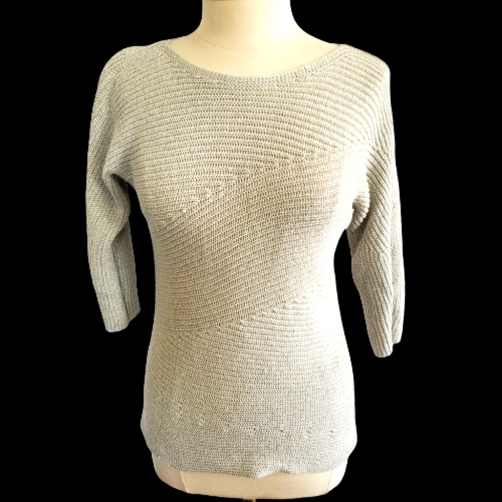 Chico’s Grey Sweater Tunic w/ Sparkles. 3/4 Length Sleeves. Size 1 (Medium-8)